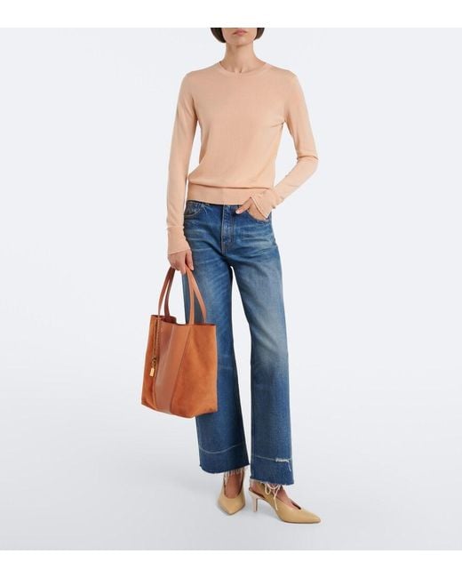 Chloé Brown Spin Medium Leather And Suede Tote Bag