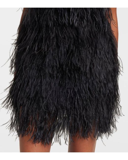 The Attico Black Besticktes Minikleid Mit Federn