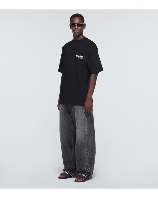 Balenciaga Black Logo Rubber Pool Sliders for men