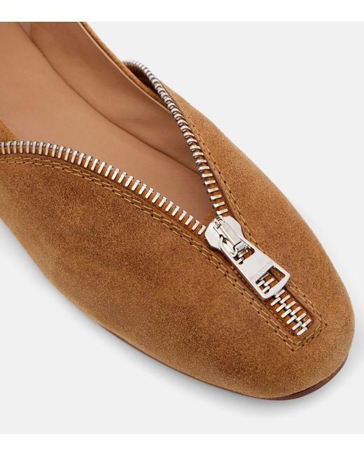 J.W. Anderson Brown Biker Suede Ballet Flats