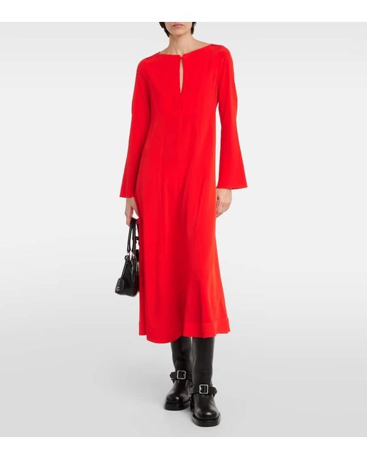 Vestido midi Sophisticated Volumes de seda Dorothee Schumacher de color Red