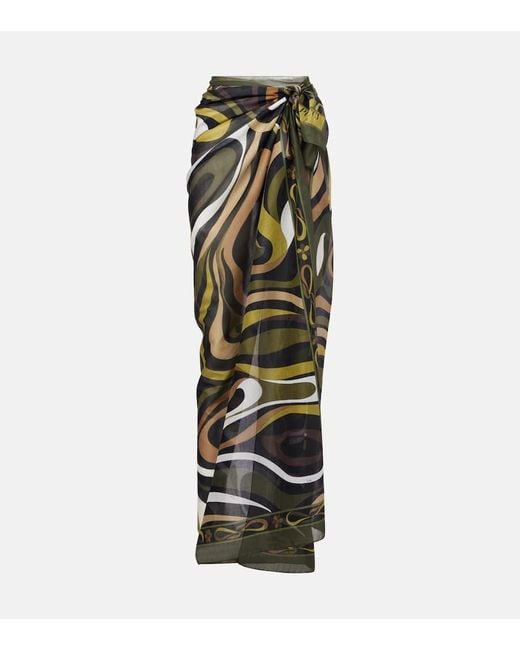 Emilio Pucci Green Marmo Cotton Beach Cover-Up