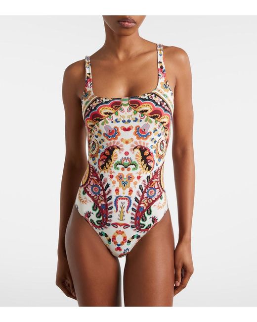 Etro White Paisley Swimsuit