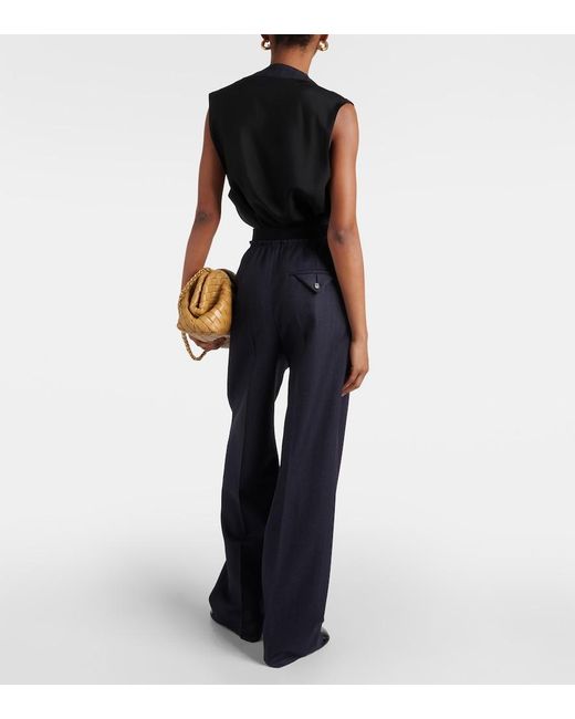 Bottega Veneta Blue Striped High-Rise Wool Straight Pants