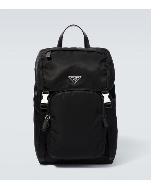 Prada Black Re-Nylon Logo Backpack for men