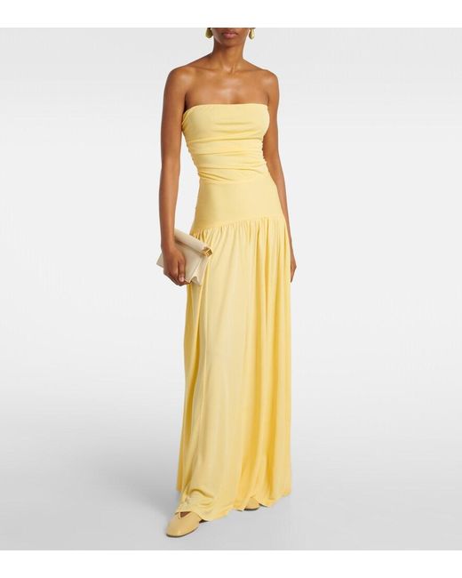 Staud Metallic Mariana Ruched Jersey Maxi Dress