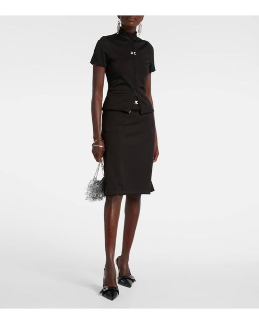 Courreges Black Interlock Tracksuit Midi Skirt