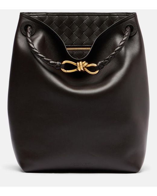 Bottega Veneta Black Andiamo Small Leather Bucket Bag