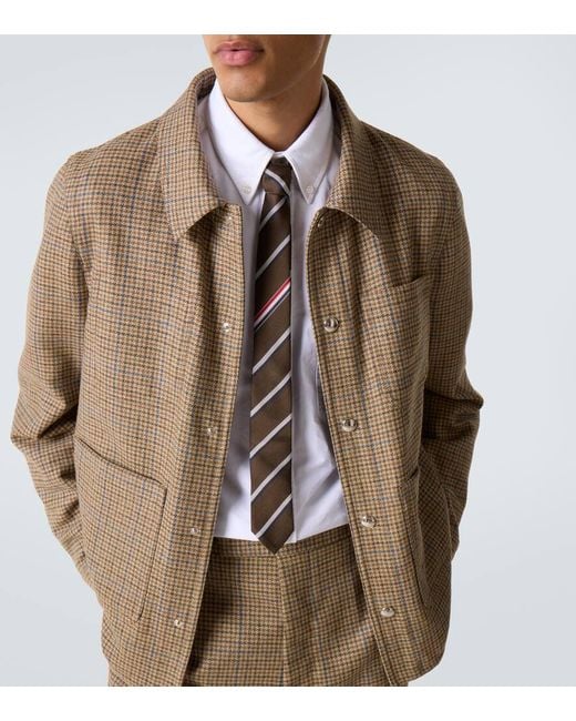 Thom Browne Natural Checked Wool Tweed Overshirt for men