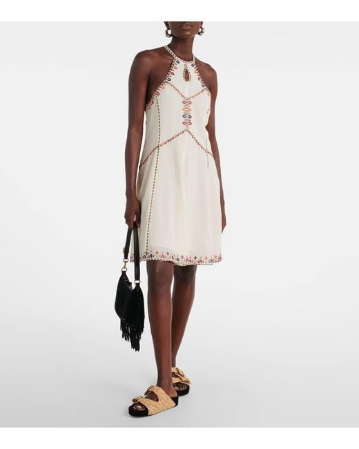 Isabel Marant Natural Sammy Cotton-Blend Minidress