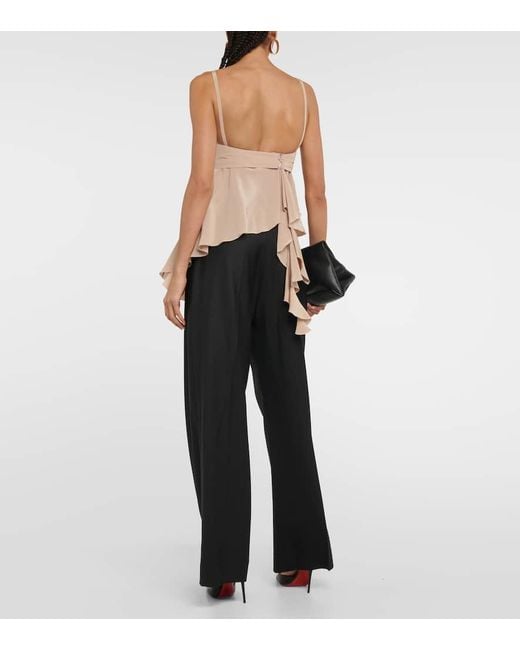 Victoria Beckham Natural Asymmetric Silk Crepe De Chine Top