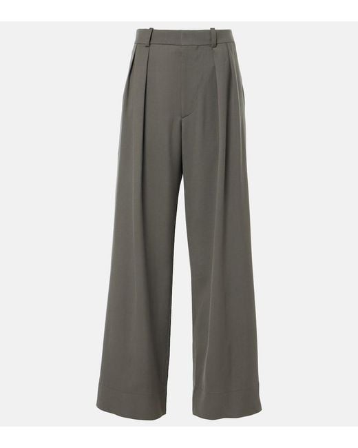Wardrobe NYC Gray High-Rise Wool Wide-Leg Pants