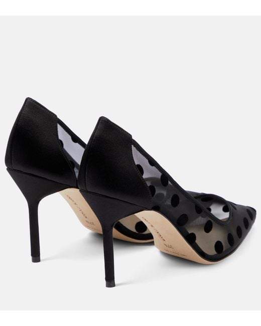 Manolo Blahnik Bbla Polka Dot Mesh Pumps In Black Lyst