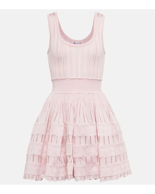 Alaïa Pink Alaïa Fluid Knitted Mini Dress