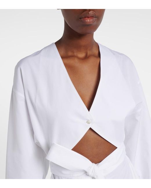Alaïa White Cutout Cotton Poplin Midi Dress