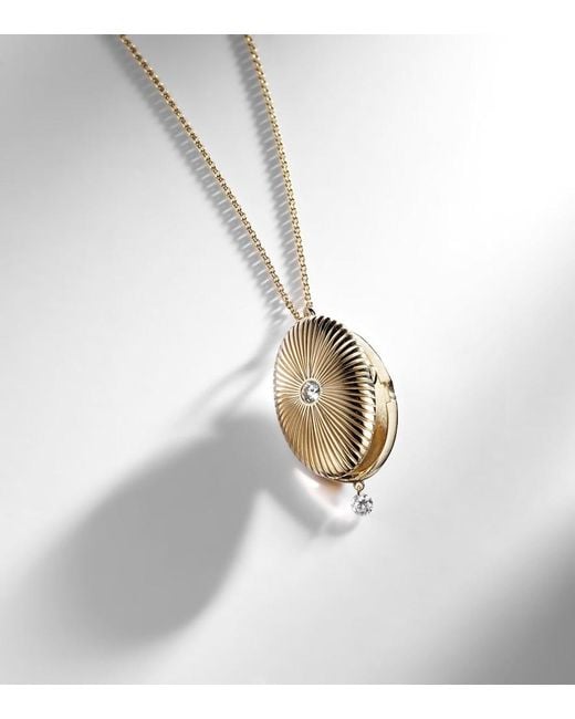 PERSÉE White 9Kt Locket Necklace With Diamonds