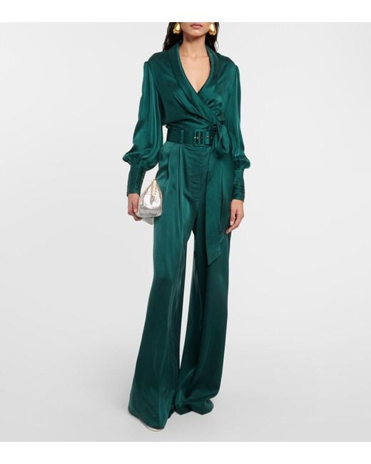 Zimmermann Green Belted Wide-leg Trousers
