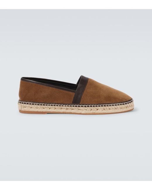 Manolo Blahnik Brown Nerano Leather-Trimmed Suede Espadrilles for men