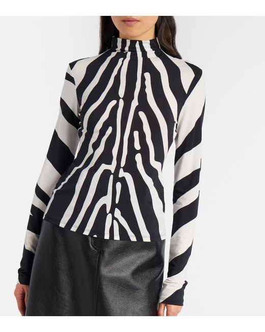 Ferragamo Black Zebra-Print Top