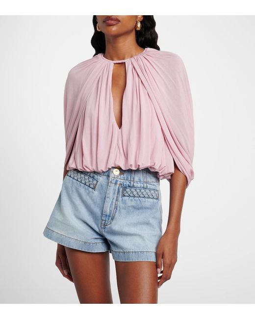 Zimmermann Pink Alchemy Caped Draped Blouse