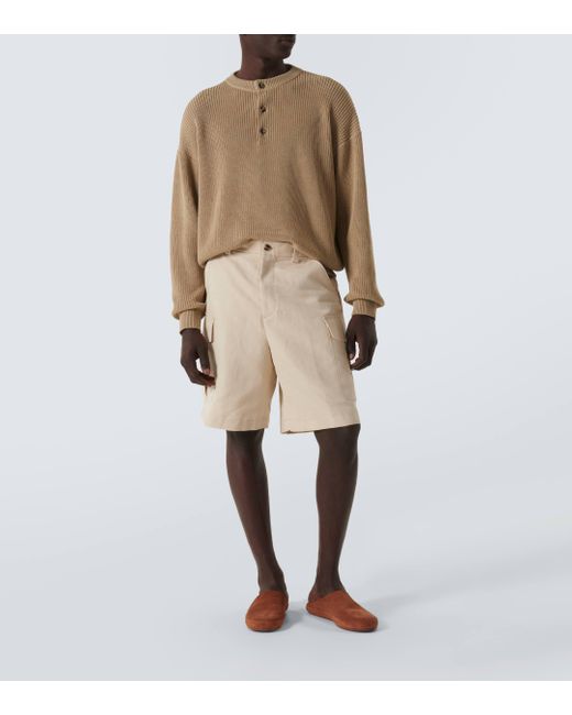 Loro Piana Natural Bizen Cotton And Linen Cargo Shorts for men