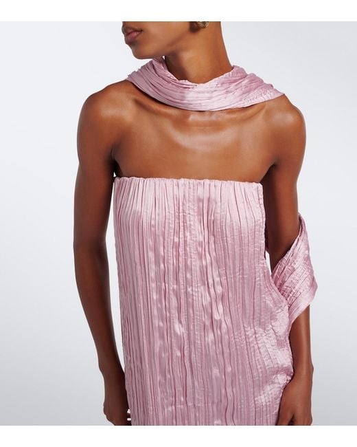 Posse Pink Esme Scarf-Detail Satin Maxi Dress