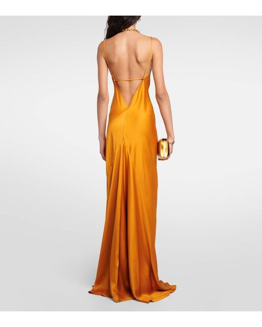 Victoria Beckham Brown Cami Satin Gown