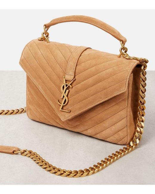 Saint Laurent Natural College Medium Leather Shoulder Bag