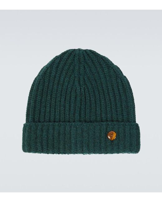 God's True Cashmere Green Cashmere Beanie for men