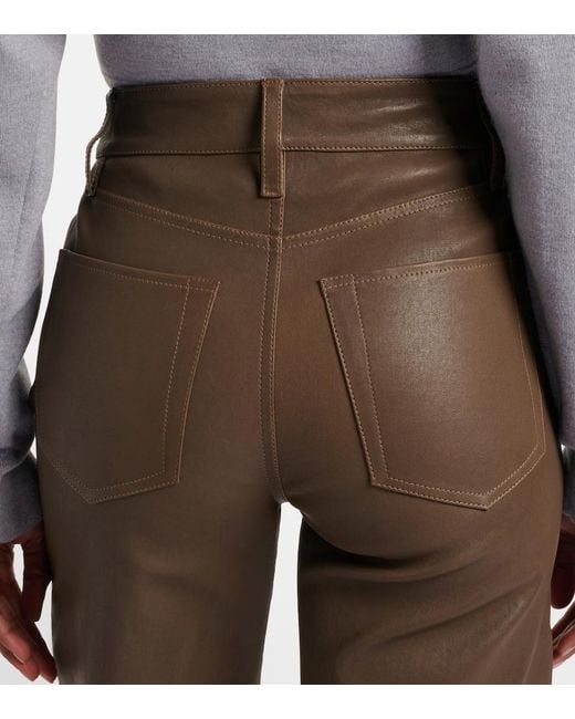 FRAME Brown Le Slim Palazzo Leather Wide-Leg Pants