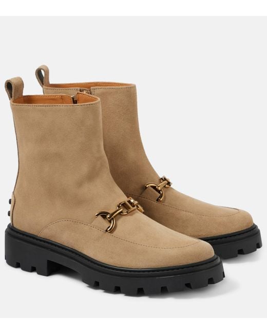 Tod's Natural Suede Ankle Boots