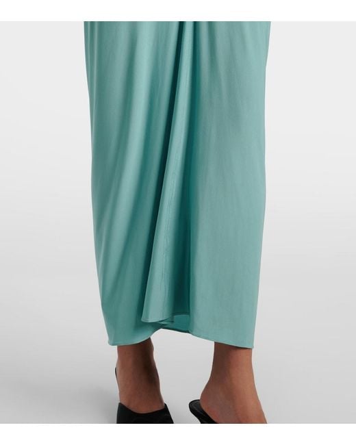 Alaïa Blue Ruched Jersey Maxi Dress
