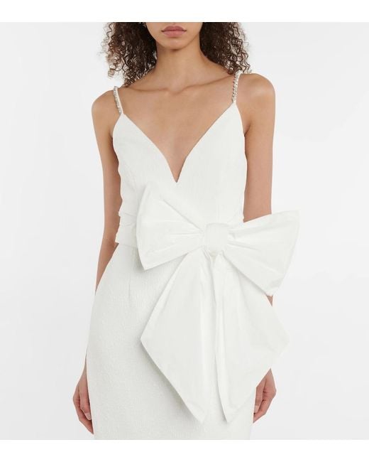 Rebecca Vallance White Bridal Genevieve Bow-trimmed Crepe Midi Dress