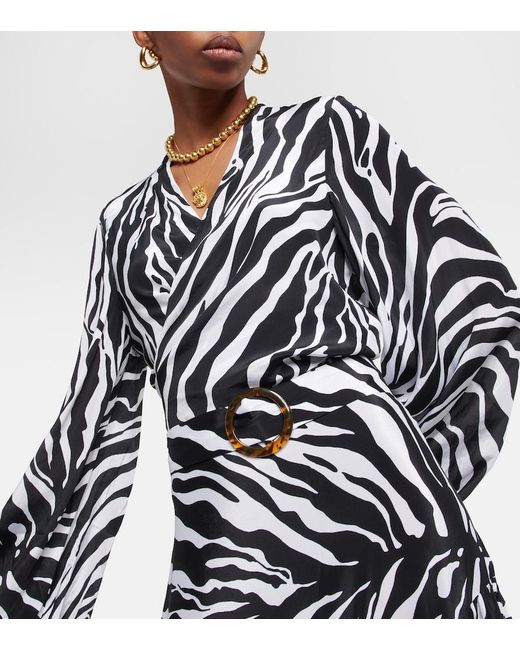 Alexandra Miro Black Tabitha Zebra-print Crop Top