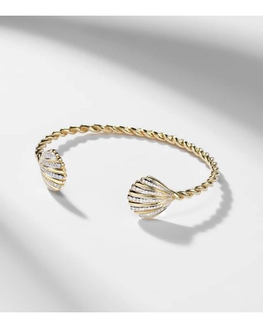 Yvonne Léon White Jonc Coquillage 18Kt Bracelet With Diamonds