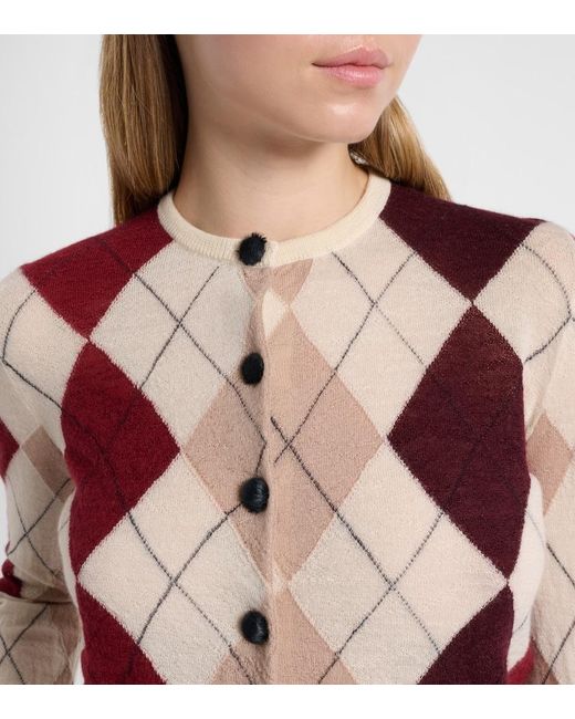 Khaite Pink Charli Argyle Cashmere And Mohair Cardigan