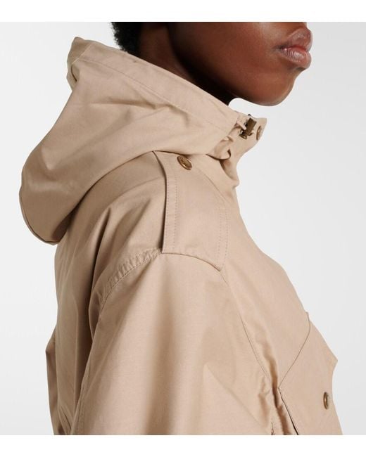 Moncler Natural Carex Cropped Hooded Cotton-Blend Poplin Jacket