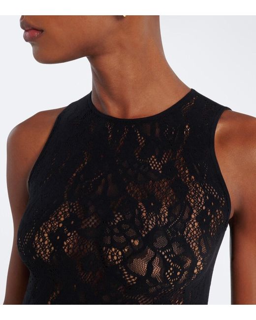 Wolford Black Infinite Floral Lace Bodysuit