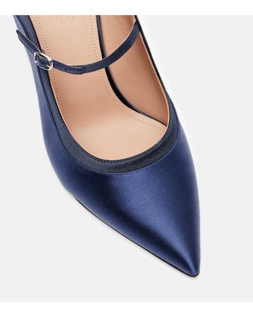 Malone Souliers Blue Delphi 70 Satin Pumps