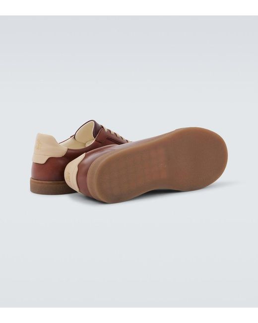Brunello Cucinelli Brown Leather Sneakers for men