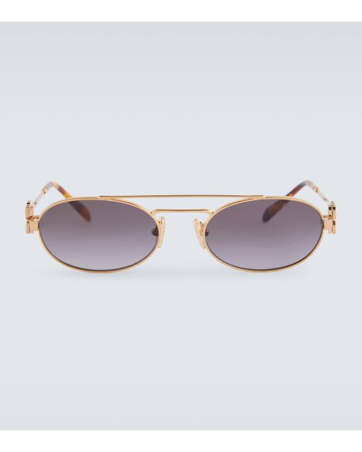 Miu Miu Brown Logo Oval Sunglasses for men