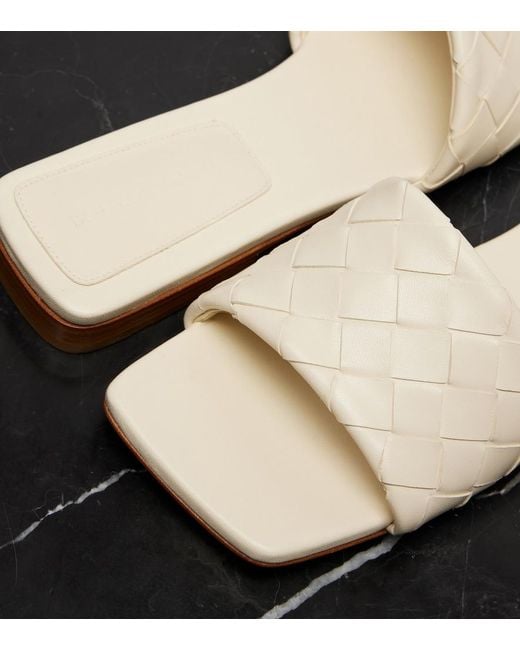 Bottega Veneta Natural Parco Intrecciato Leather Slides