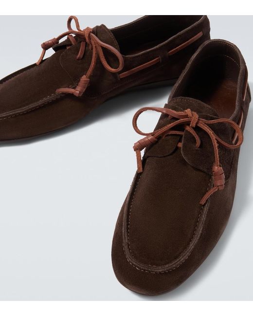 Ancient Greek Sandals Brown Pliario Suede Boat Shoes for men