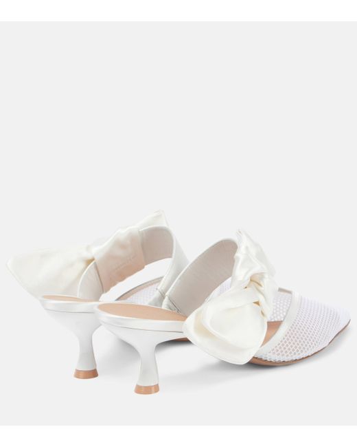 Malone Souliers White Marie 45 Bow-detail Mesh Mules