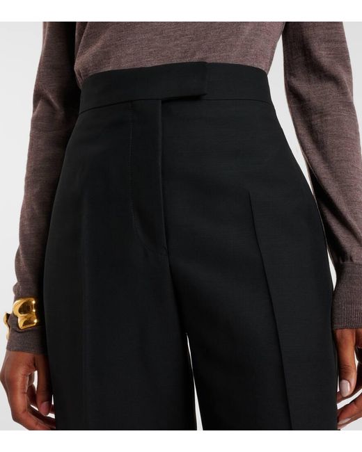 Ferragamo Blue Gerade High-Rise-Hose Aus Faille