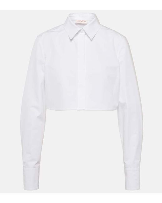 Valentino White Cropped Cotton Poplin Shirt