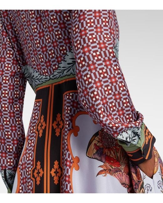 LaDoubleJ Red San Pietro Printed Silk Maxi Dress