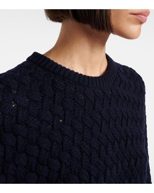 Bottega Veneta Blue Intrecciato Wool Sweater