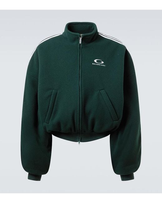 Balenciaga Loop Sports Icon Fleece Bomber Jacket in Green