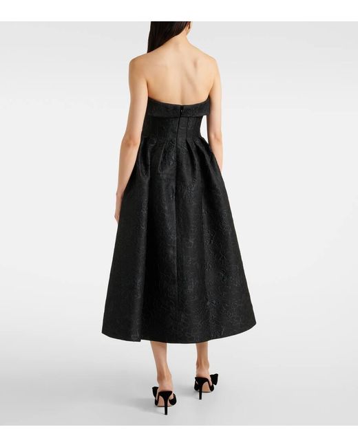Rebecca Vallance Black Esther Off-Shoulder Midi Dress